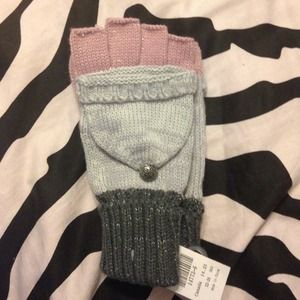 Color Block Knit Convertible Gloves