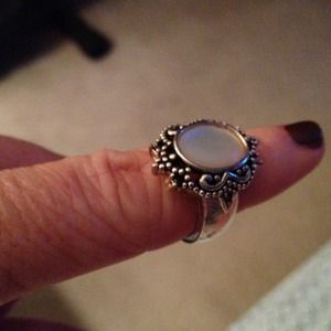 Silver Ring with White Stone
