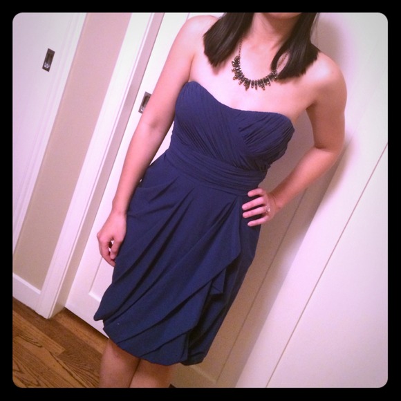Sapphire Blue strapless cocktail dress