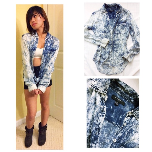 ACID WASH COLLAR SHIRT