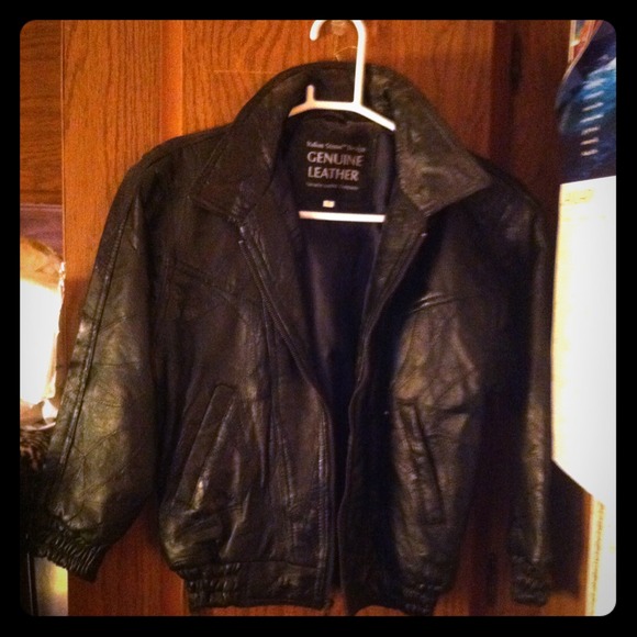 Italian black leather jacket!