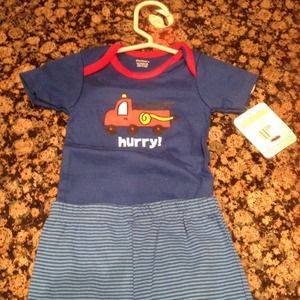 6-9 month infant firefighter outfit.