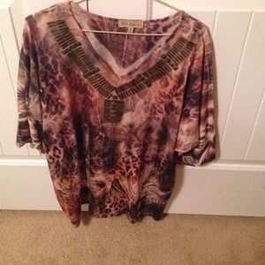 Animal print tunic style top