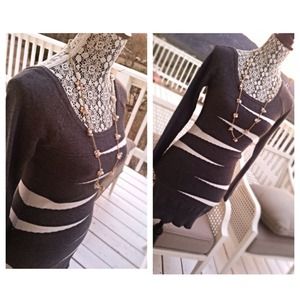 Dark grey and white sweater dress