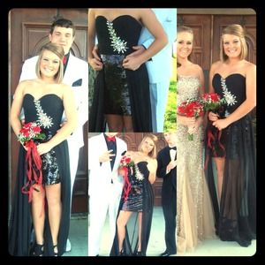 An amazing black high low prom dress worn once.