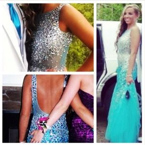 Turquoise Night Moves Prom Dress