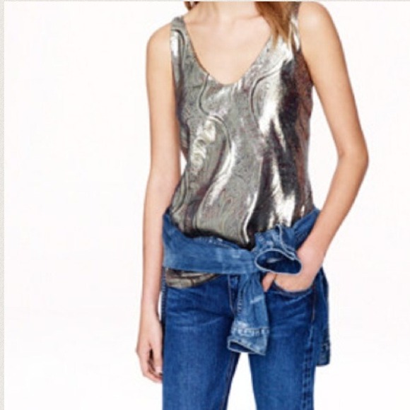 NWT JCrew gold/metallic silk tank - size 8