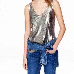 NWT JCrew gold/metallic silk tank - size 2