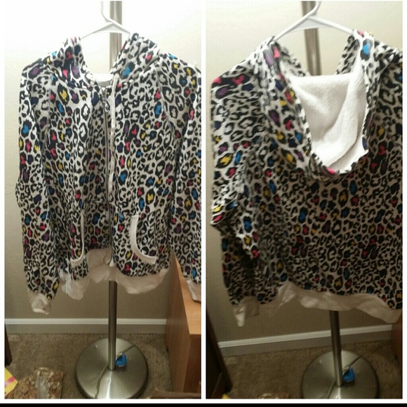 Colored animal print zip up