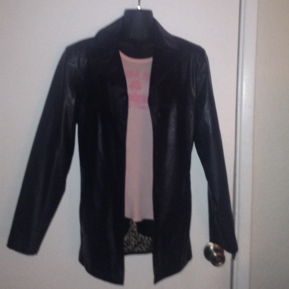 Black Faux Leather Jacket w/ Belt Loops