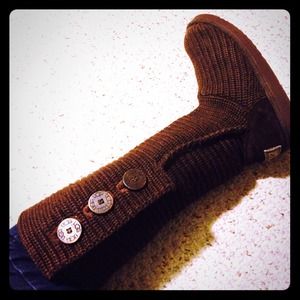 UGG Australia Classic "Cardy" Knit Boots in Brown