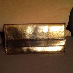 Banana Republic metallic gold clutch