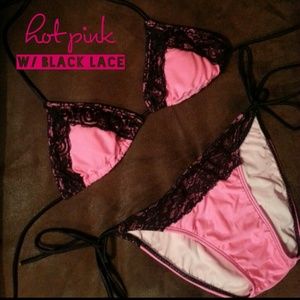 Hot pink & black bikini