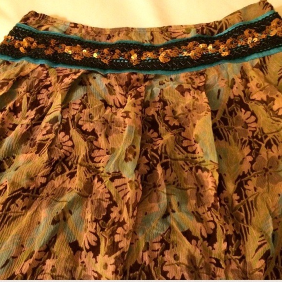 Free People Floral Chiffon Skirt Sequin Detail