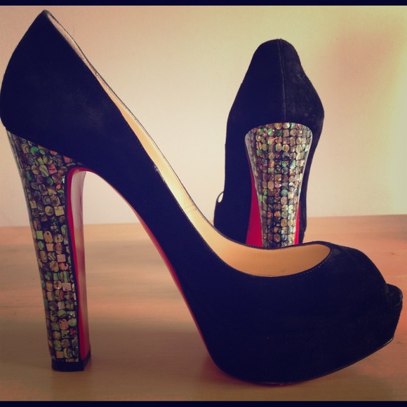 Christian Louboutin Suede Bambou Peep Toes