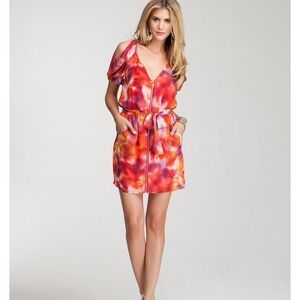 NEVER WORN Bebe Tabby Print Cold Shoulder Dress