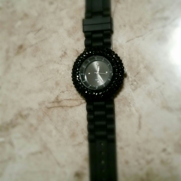 Black watch with rhinestones
