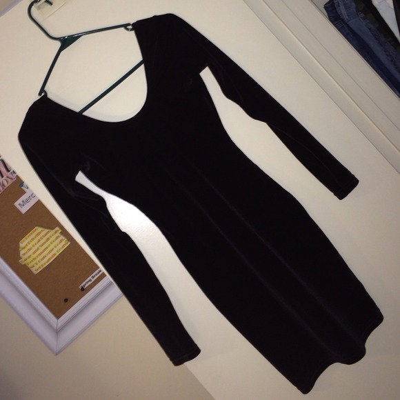 Black Velvet Scoop Back AA Dress