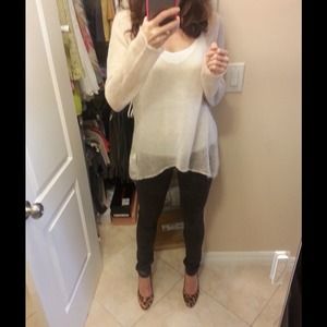 Zara medium large mohair sweater tunic cream beige