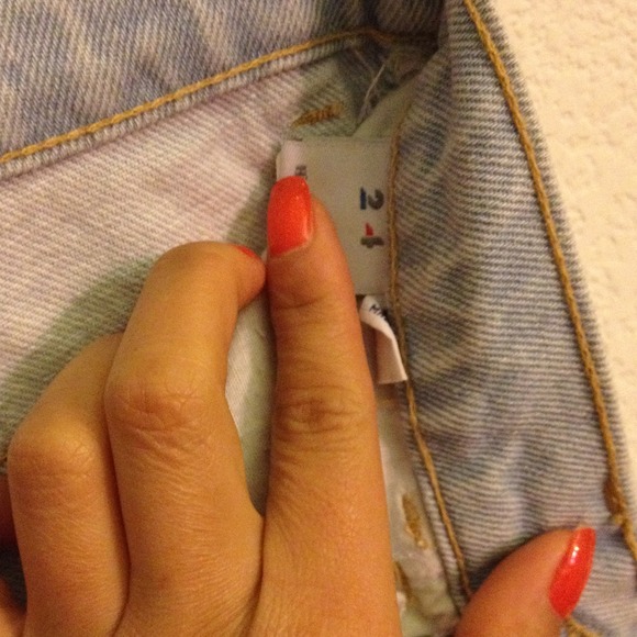 American Apparel Cuffed High Waisted Denim Shorts - Picture 3 of 4