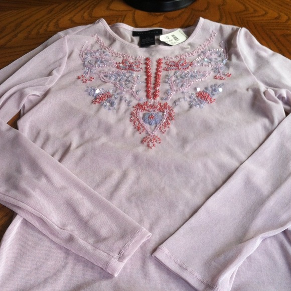 Sheer pink embroidered blouse - Picture 1 of 3