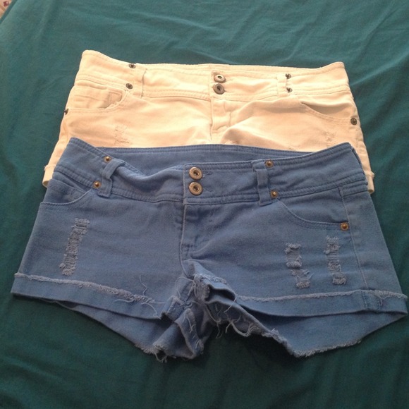 Blue asphalt jean shorts. - Picture 1 of 4