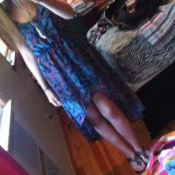 **SOLD in Bundle**Feather High Low Dress - Picture 3 of 3