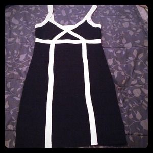 Black and cream bodycon bandage dress
