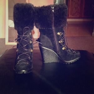 *reserved 4 SWEETHULA* Tall black velvet fur boots