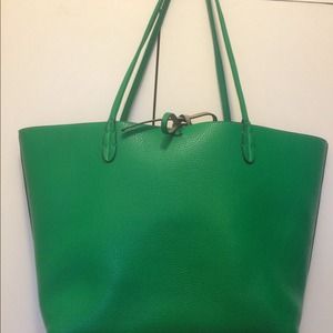 New Green & Gray Leather Reversable Shoulder bag