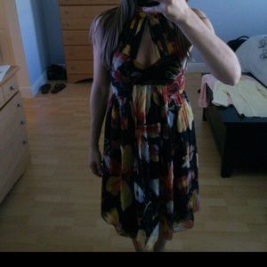 Black flowered Anthropologie dress