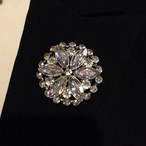 Iridescent Crystal Flower Broach Pin