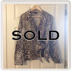 SOLD IN BUNDLE - Leopard Print Wrap Shirt
