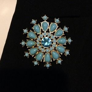 Blue Stone Gold Plated Broach Pin