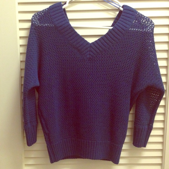 Open Knit Sweater - Navy Blue
