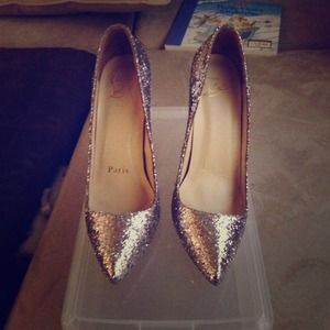 Silver sparkly red sole Christian louboutin heels