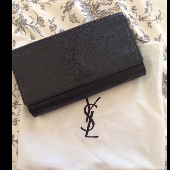 YSL black leather clutch