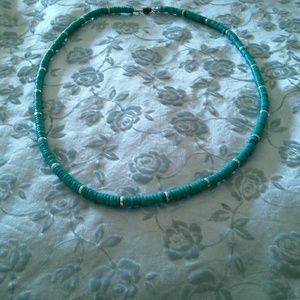 Vintage faux Turquoise & Silver beads necklace