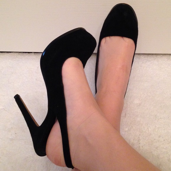 black suede slingback pumps