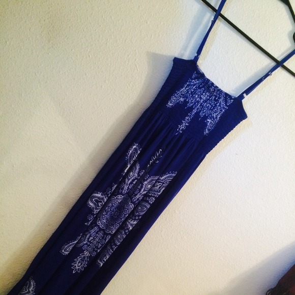 Blue and white summer long dress