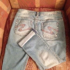 Silver cropped jeans