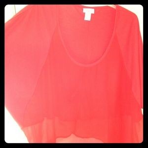 Plus size Jersey/georgette top in red
