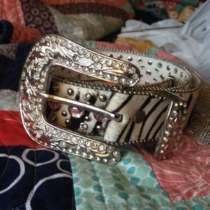 Zebra Rhinestone Belt