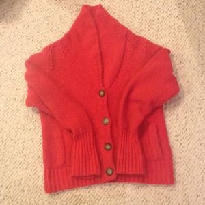 Coral American Eagle button up sweater