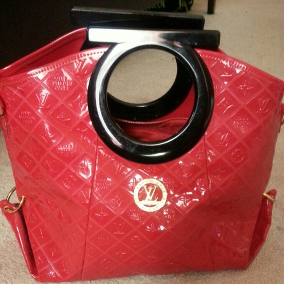 Red and gold designer bag