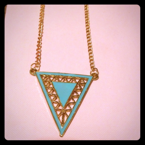 Cute aztec baby blue long necklace NWOT