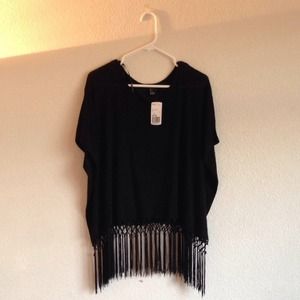 Forever 21 black fringed knit top