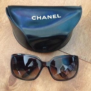 Authentic Chanel Logo Diamanté Sunglasses + case