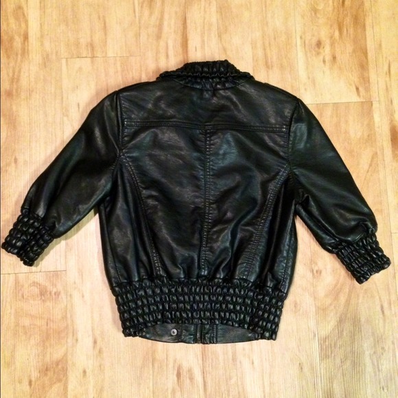 NWOT bebe Black Leatherette Moto Jacket - Picture 2 of 4