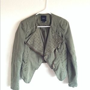Forever 21 green army spiked jacket